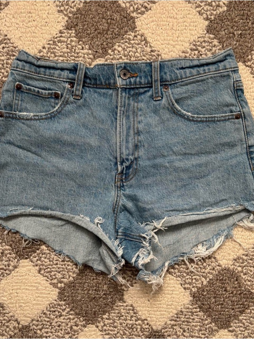 Abercrombie Light Blue Denim High-Rise Cutoff Shorts